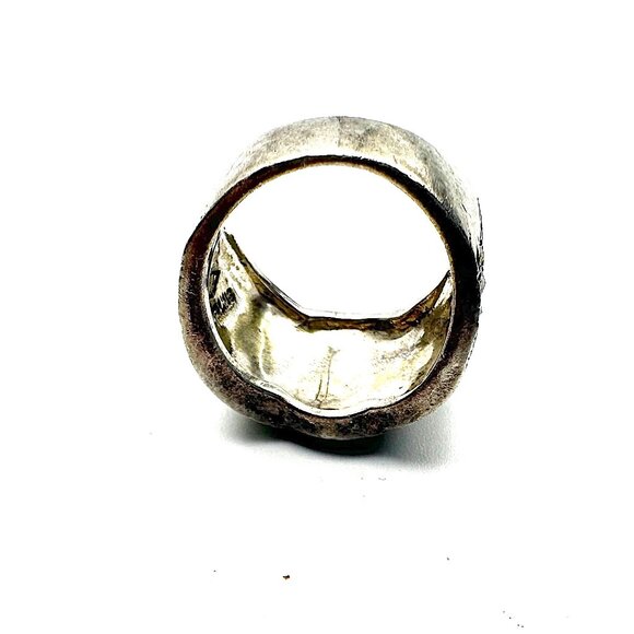 1980s Judith Jack Sterling Silver Marcasite Wide Crossover Band Ring - Picture 4 of 13